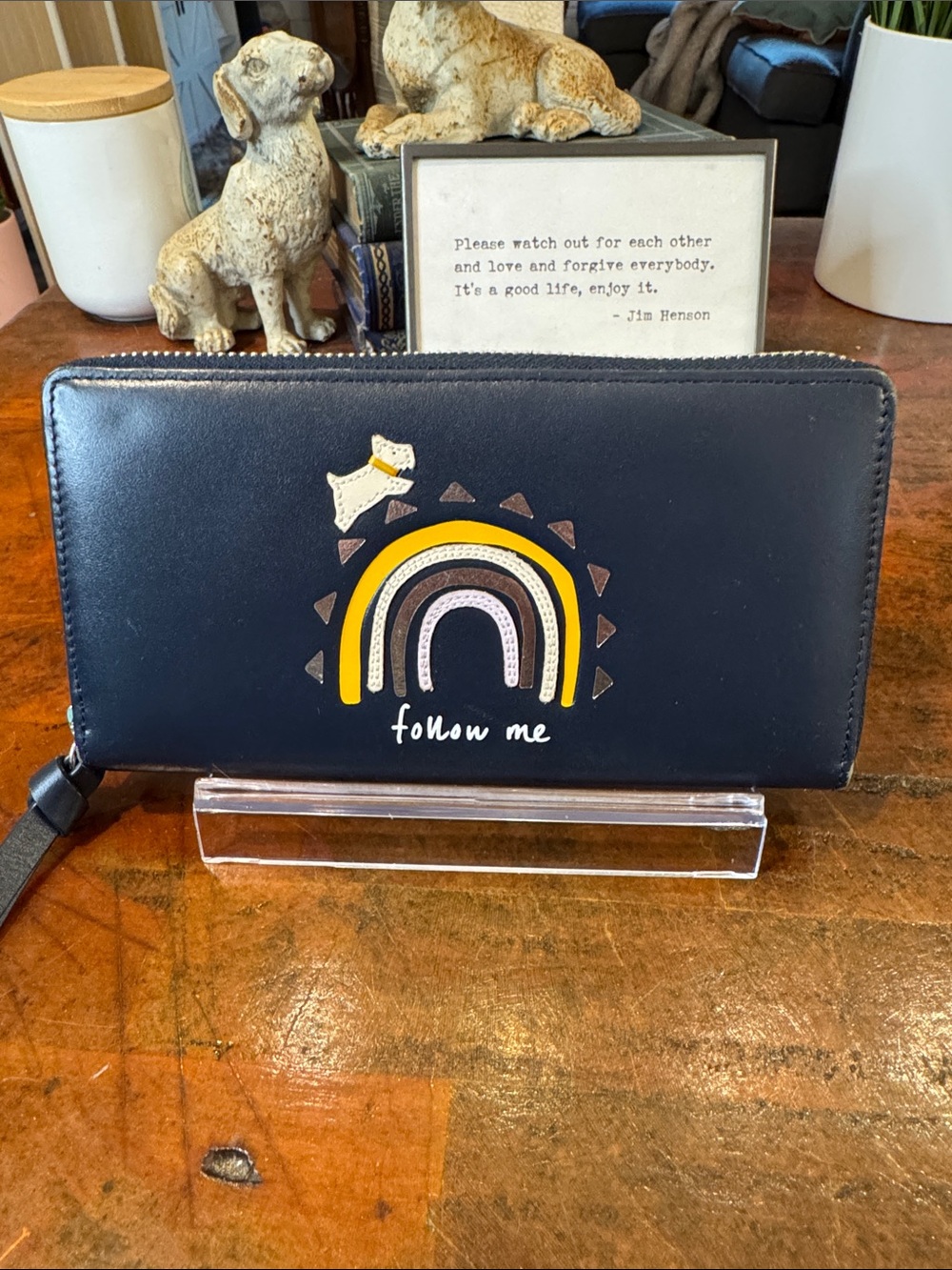 RADLEY LONDON Black Wallet with Yellow and Pink Rainbow Motif